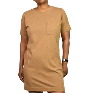 Everlane Cotton T Shirt Dress Tan Khaki Organic Crew Tee Short Sleeve Mini Small